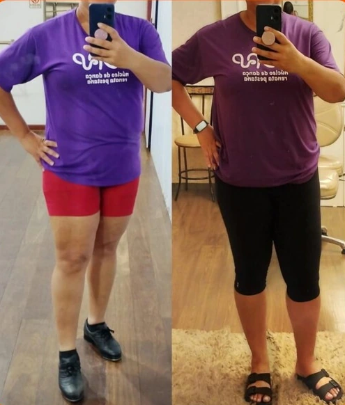 Antes e depois de corpo inteiro após um mês